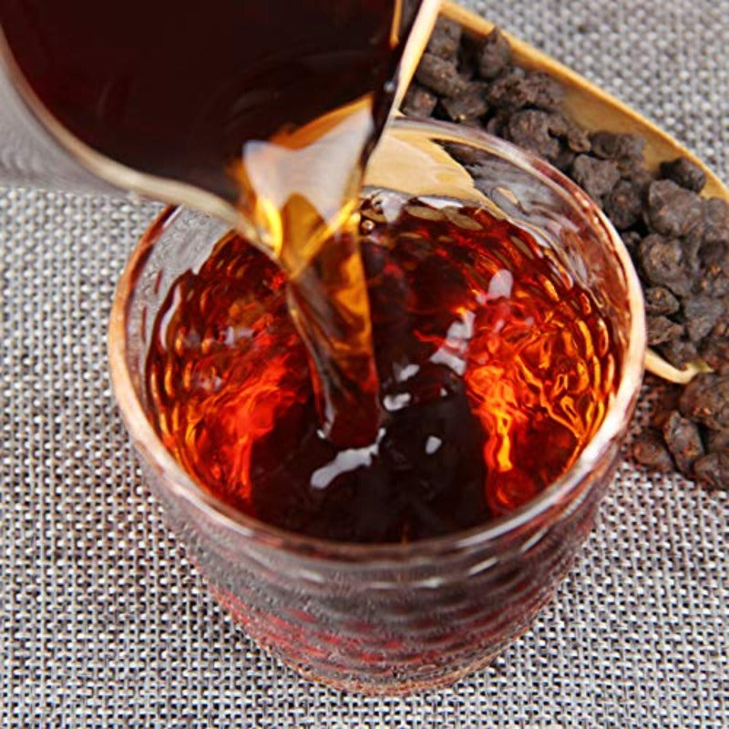 Yunnan Pu'er Tea Laochatou Ripe Tea Glutinous Fragrance Pu'er Tea Fossil Tea Broken Silver Yunnan Pu 'er Tea 100g / 3.52oz Cooked Tea Black Tea 老茶头熟茶 糯香普洱 茶化石 碎银子 100g罐装