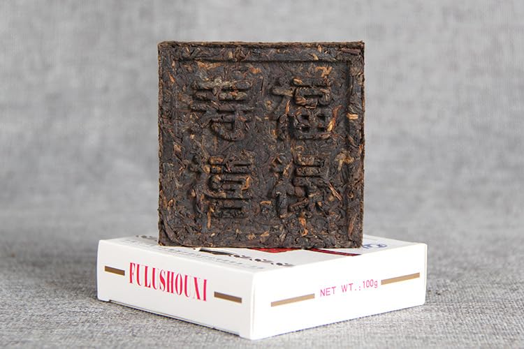 Yunnan Natural and Additive-free Puerh Tea Fulu Shouxi Tea Brick 100g Cooked Tea Taste Mellow Aroma Sweetness 云南普洱茶 2007年 中茶牌 中茶福禄寿喜 茶砖 100g 熟茶