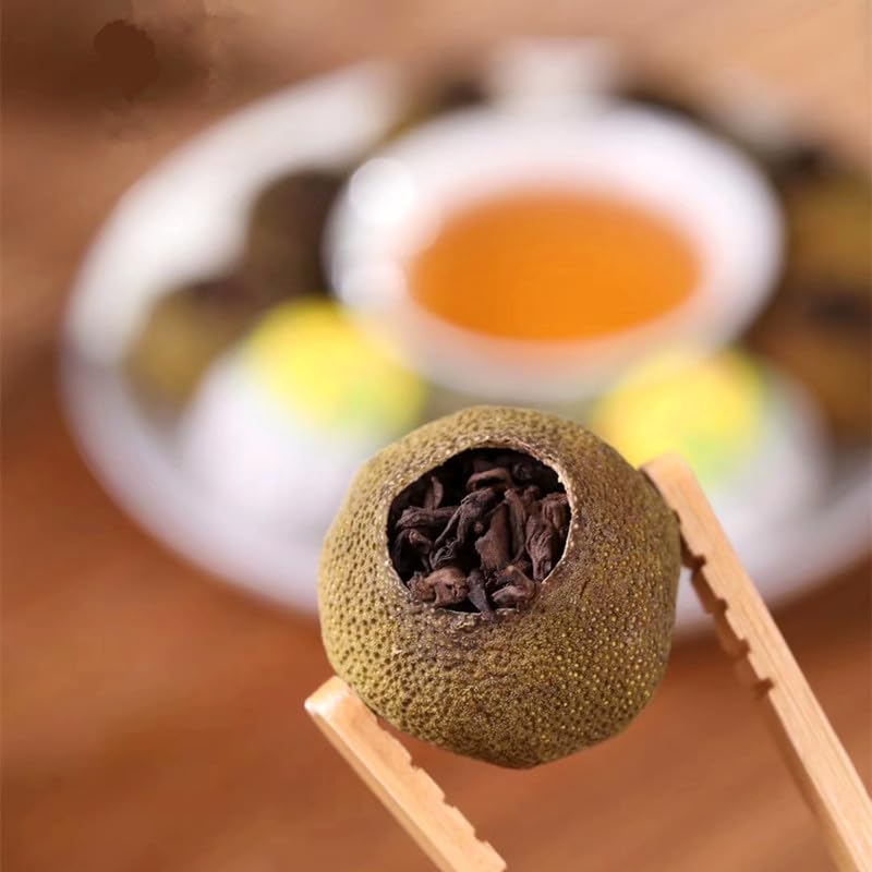 Guangdong Puerh Tea Small Green Citrus Pure Sun Ripe Tea Chen Pei Tangerine Tea 500g / 17.63oz (250g*2) Chinese Black Tea Cooked Tea 广东普洱茶小青柑纯日晒生晒熟茶陈皮桔普茶桔子茶500克礼盒装茶