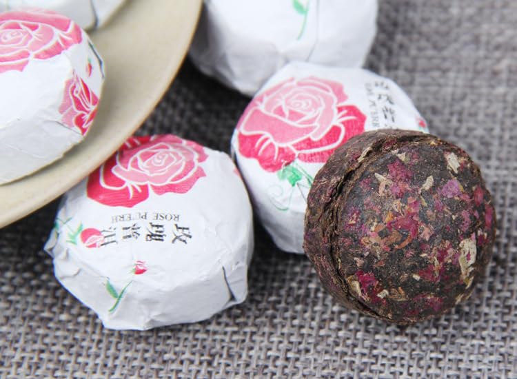 Yunnan Flower Tea Natural and Additive-free Tuo Tea Rose Puerh Ripe Tea Combination Herbal Tea Tea Red Rose Tea 玫瑰花普洱熟茶组合花草茶茶红玫瑰茶叶500g