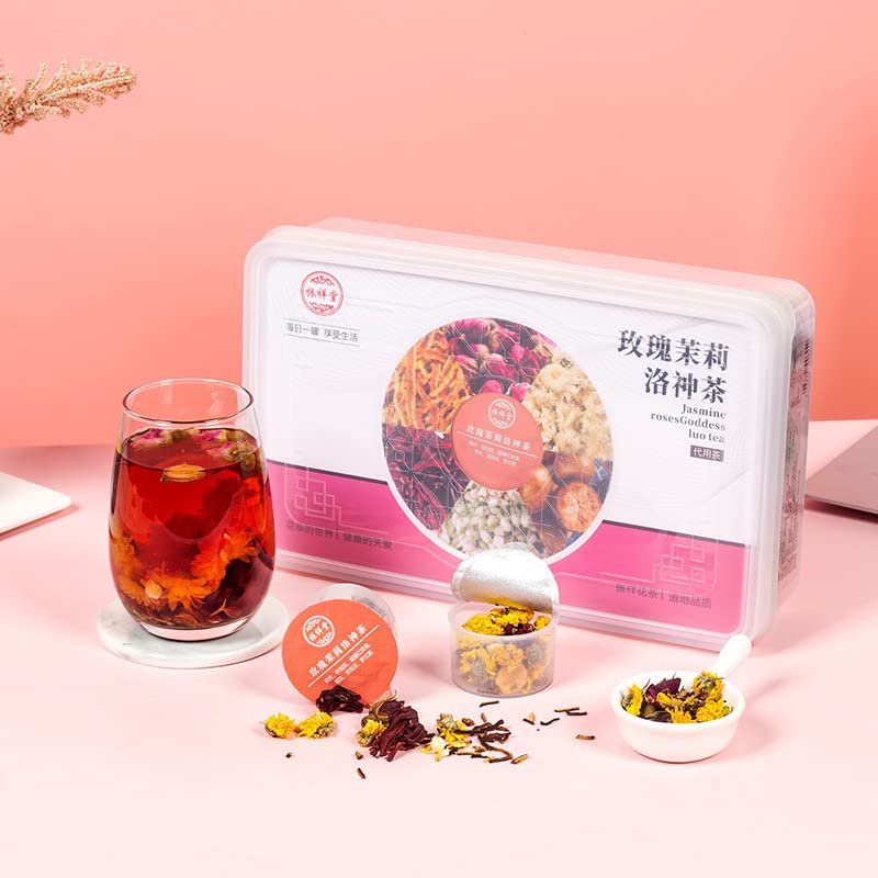 Rose Jasmine Natural Roselle Flower Tea 105g (3.70oz) 15 Cans of Health Tea Flower Tea Small Cans of Tea Bags Combination Chinese Herbal Tea 玫瑰茉莉洛神茶 15罐装养生茶 花茶 代用茶小罐装茶包