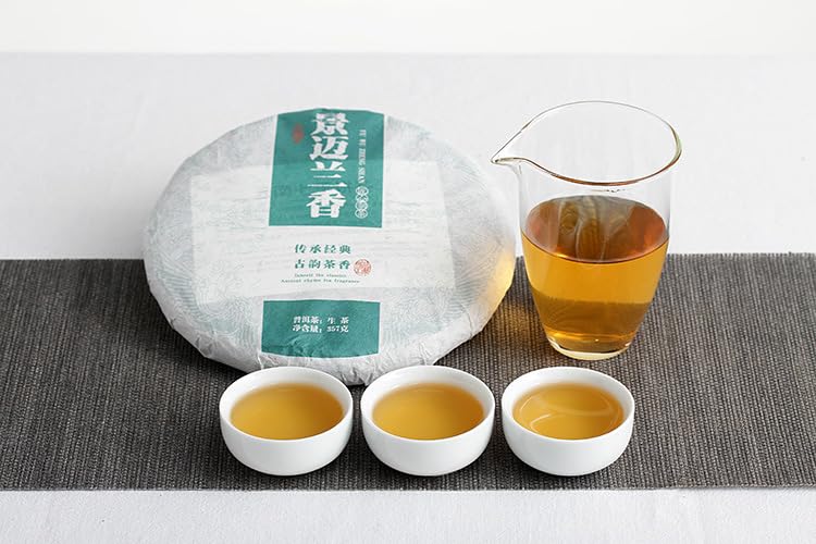 Natural and Additive-free Yunnan Puerh Tea Jingmai Lanxiang Raw Tea 357g Qizi Cake Deliciously Smooth Puerh Tea Green Tea 云南普洱茶 景迈兰香生茶357g 七子饼