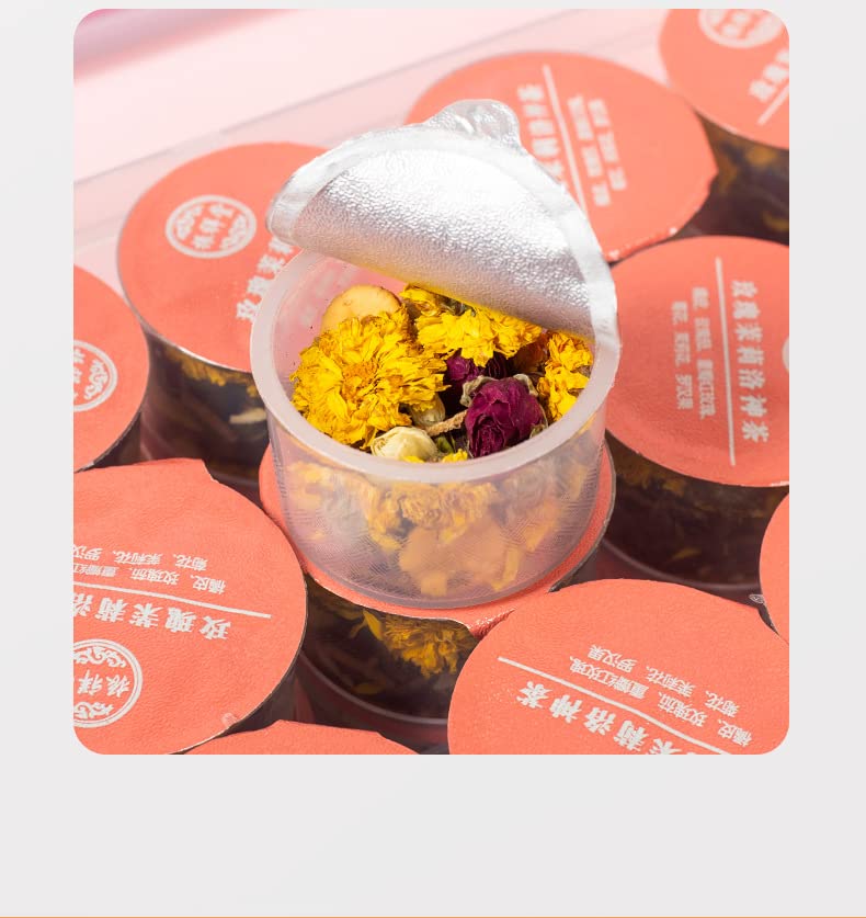 Rose Jasmine Natural Roselle Flower Tea 105g (3.70oz) 15 Cans of Health Tea Flower Tea Small Cans of Tea Bags Combination Chinese Herbal Tea 玫瑰茉莉洛神茶 15罐装养生茶 花茶 代用茶小罐装茶包