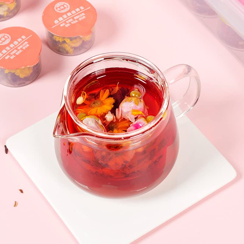 Rose Jasmine Natural Roselle Flower Tea 105g (3.70oz) 15 Cans of Health Tea Flower Tea Small Cans of Tea Bags Combination Chinese Herbal Tea 玫瑰茉莉洛神茶 15罐装养生茶 花茶 代用茶小罐装茶包