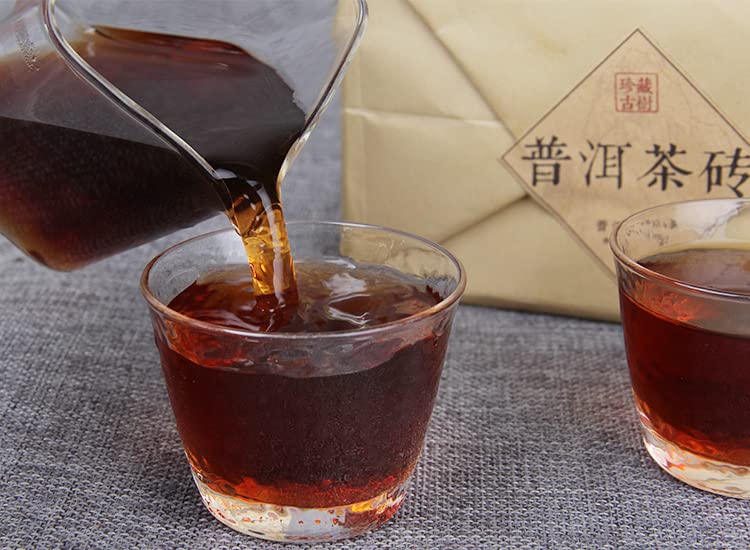 Puerh Tea Ripe Tea Yunnan Puerh Ancient Tree Tea Brick Aged Dry Storage 1000g Puerh Tea Ripe Tea Leaves Aged Fermented Yunnan Black Tea 普洱茶熟茶 云南普洱古树茶砖 陈年干仓1000g普洱茶熟茶叶