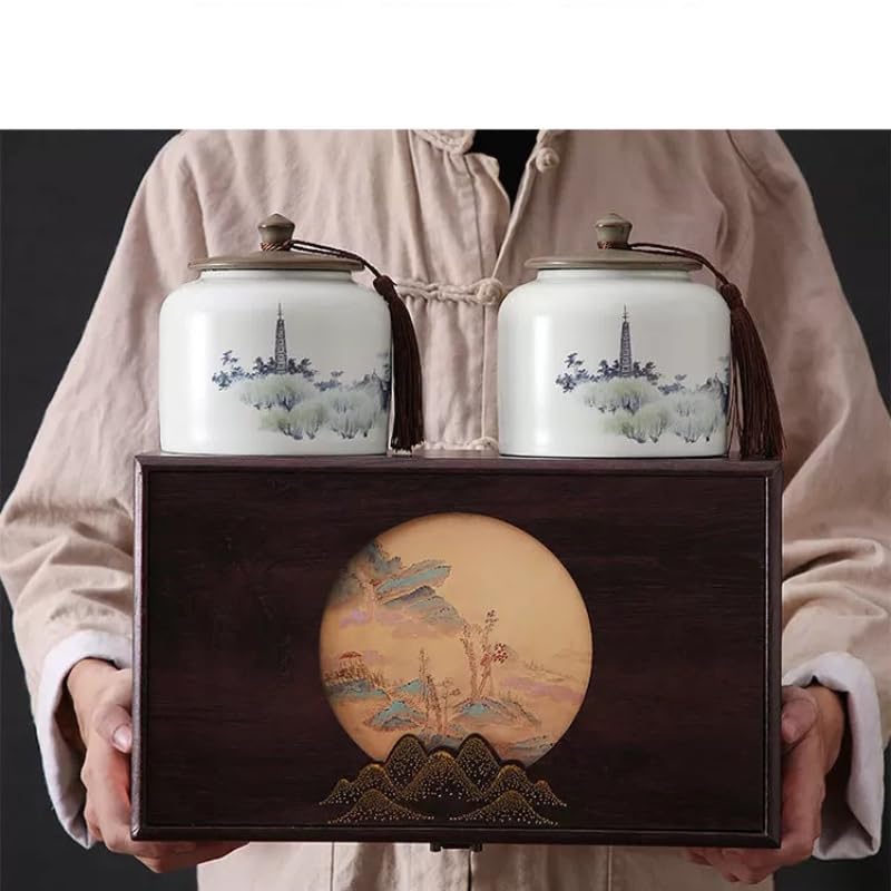 Premium Chinese Mingqian Biluo Tea High Mountain Yunwu Green Tea Wooden Box Tea Spring Tea 400g Tender Buds Ceramic Canned Biluochun 明前新茶碧螺春高山云雾绿茶春茶嫩芽陶瓷木盒装400g