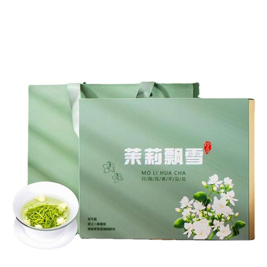Premium Jasmine Tea Pre-ming Dynasty Green Tea Flavourful and Full of Fragrance 300g Natural Chinese Tea 飘雪茉莉花茶明前绿茶味浓劲足满屋飘花香300克