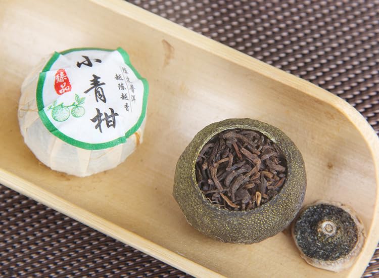 Natural and Additive-free Xinhui Old Tree Sun-dried Small Green Citrus Small Green Citrus Puerh Tea 500g Palace Citrus Puerh Tea Xiaoqinggan 新会老树日晒小青柑小青柑普洱茶 宫廷柑普茶500克