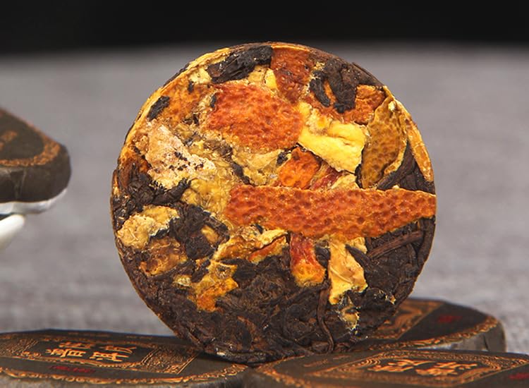 Natural Chenpi Puerh Tea Small Tuo Cha Cake Yunnan Chenpi Ripe Tea 500g Black Tea Small Jade Cake Aged Citrus Puerh Tea Sweet and Smooth 陈皮普洱茶小沱茶饼云南陈皮熟茶叶黑茶小玉饼陈年柑普茶500g