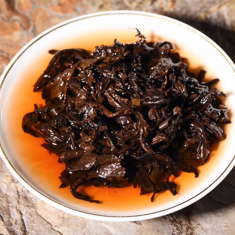 Premium Puer Ripe Tea Brown 357g/12.59oz Natural Without Additives Puerh Tea Cake Black tea for Daily Drink and Gift 印记黄 布朗357克普洱茶饼