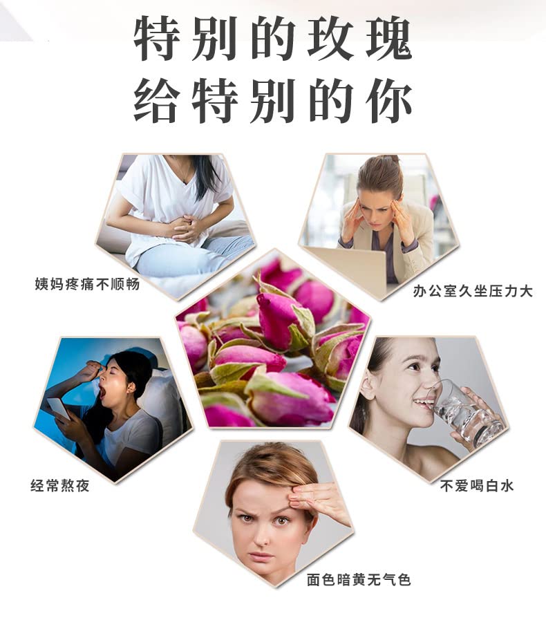 Natural Premium Rose Wellness Tea Herbal Tea R Non-GMO and Vegan-Sugar freeRose Bottle 1.58oz/45g Combination Flower Tea 玫瑰花养生茶重瓣玫瑰瓶装