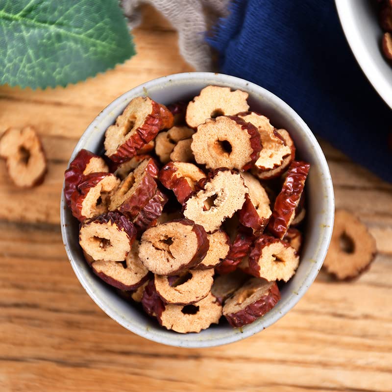 Dried Red Date Slices Herbal Tea 2.82oz Non-GMO and Vegan Red Date Slices Red Date In Water and Tea 80g Chinese Health 红枣片罐装无核红枣