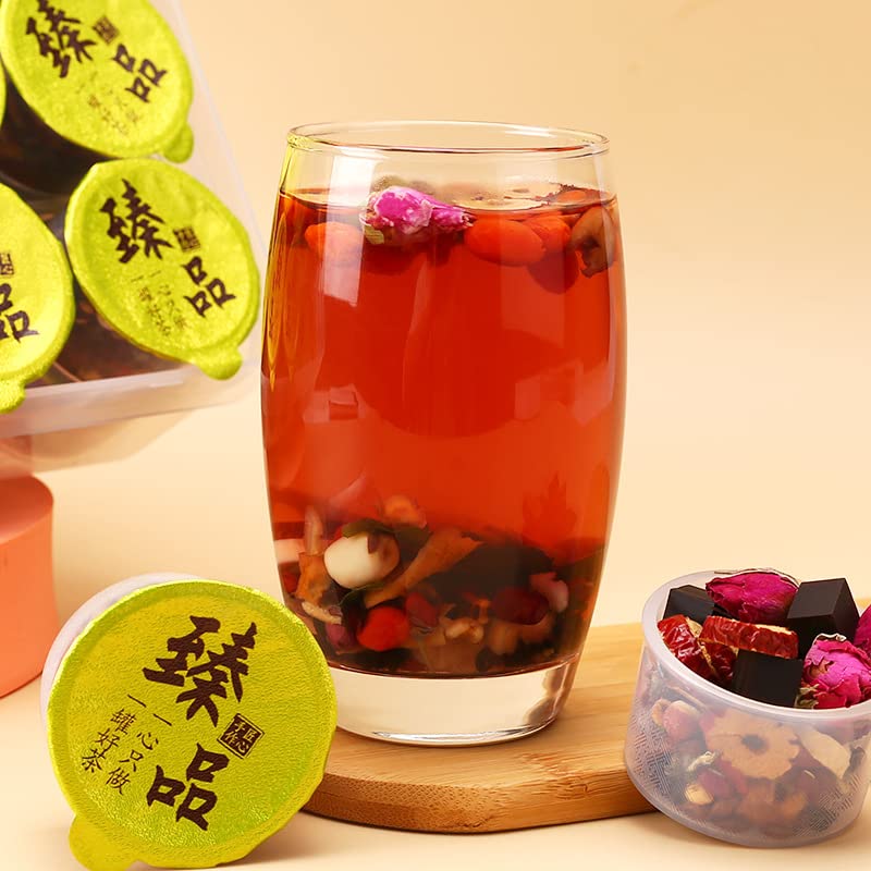 Chinese Herbal Tea Small Cans of Red Ginseng, Cinnamon, Rose, Etc, 24 Kinds of Herbal Tea Combinations of Flower Tea 24味红参阿胶女神茶升级款小罐红参桂圆玫瑰养气茶