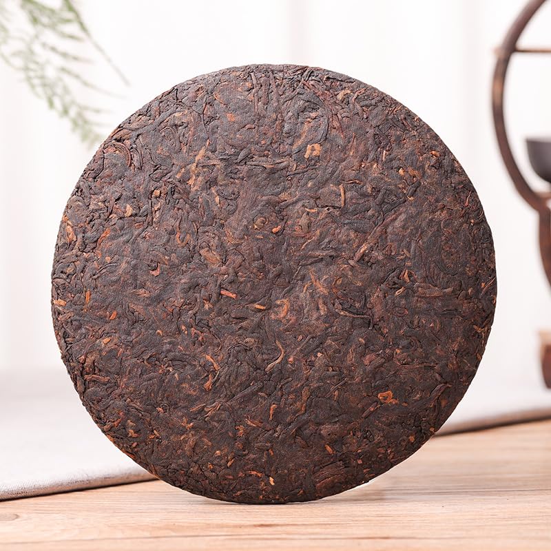 Yunnan Puerh Tea Brown Mountain Ripe Tea 357g Natural and Additive-free Qiaomu Qizi Cake Ripe Tea Aromatic and Flavorful Black Tea 云南普洱茶布朗山熟茶生态乔木七子饼熟茶