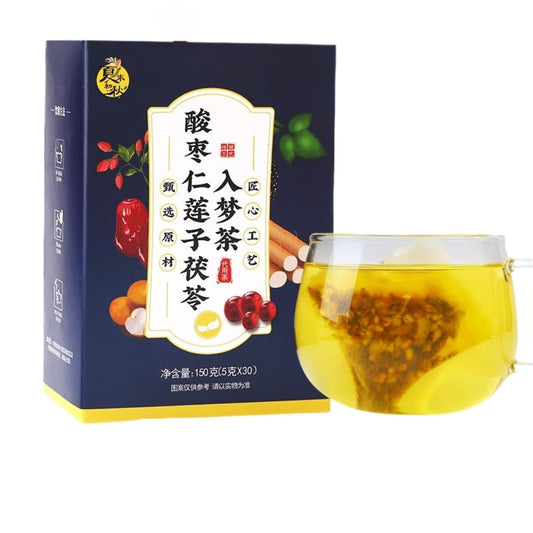 Herbal Tea Sour Date Tea Dream Tea 5.29oz Good Night Dream Health Tea Mix Class Combination Bag Tea 150g/box 酸枣仁莲子茯苓入梦茶养生茶叶混合类组合袋泡茶