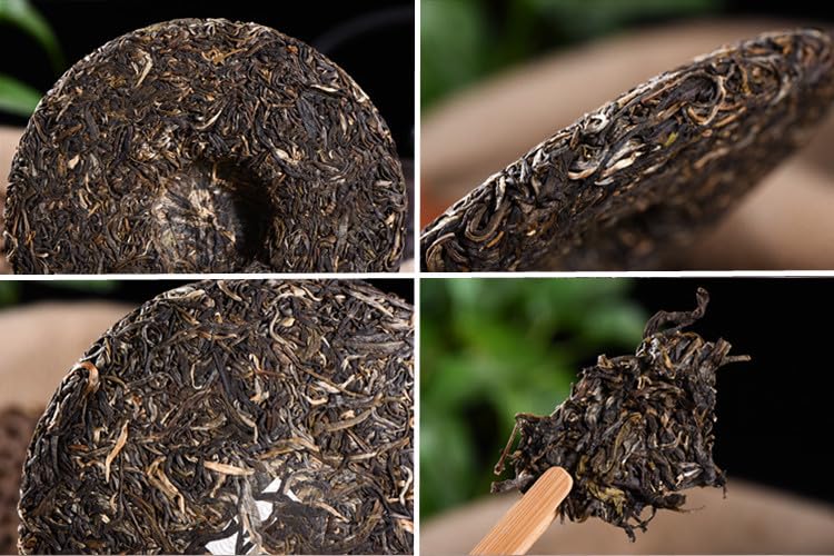 Natural and Additive-free Pu'er Tea Raw Tea 200g Brown YINHAO Tribute Cake Tea Yunnan Qizi Tea Cake Brown Big Tree Tea Healthy and Delicious Greeen Tea 普洱茶 生茶 200克布朗银毫贡饼茶云南七子茶饼布朗大树茶