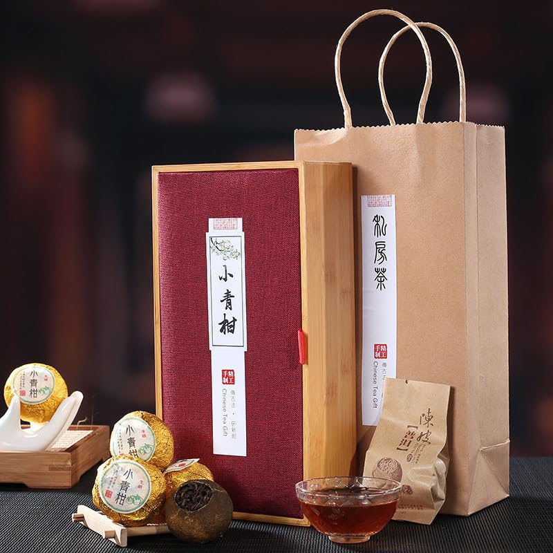 Citrus Chen Pi Tea Gongting Puerh Tea Small Citrus Tangerine Citrus Puerh Tea 14pcs (140g) Gift Set Tea Ripe Tea Cooked Tea 小青柑陈皮茶宫廷普洱茶叶小柑橘柑普茶小青柑茶叶14粒(140g)礼盒装茶叶