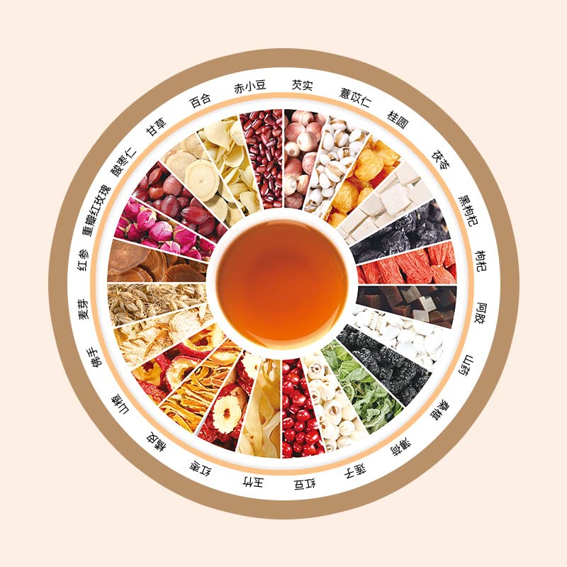 Chinese Herbal Tea Small Cans of Red Ginseng, Cinnamon, Rose, Etc, 24 Kinds of Herbal Tea Combinations of Flower Tea 24味红参阿胶女神茶升级款小罐红参桂圆玫瑰养气茶