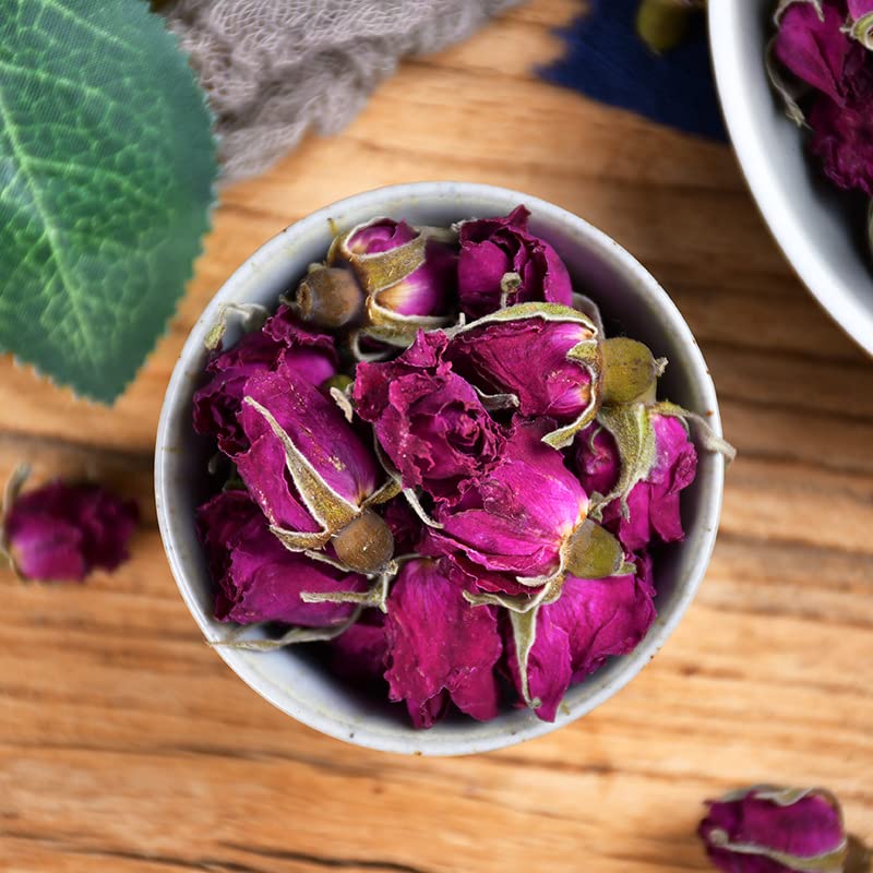 Rose Buds Tea Tin 1.76oz Natural Sun Dried Buds Pingyin Rose Tea Leaf Red Rose Vegan Herbal Tea 50g 平阴玫瑰花茶