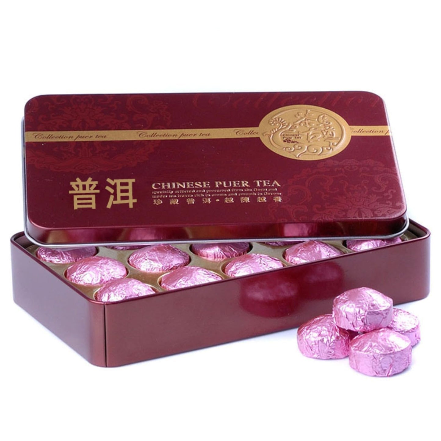 Pu-erh Tea Lotus Leaf Flower Tea 75g Lotus Leaf Pu-erh Small Golden Tuo Tea Mini Tuo Tea in a Beautiful Iron Box 普洱茶 七彩荷叶花茶 荷叶普洱小金沱