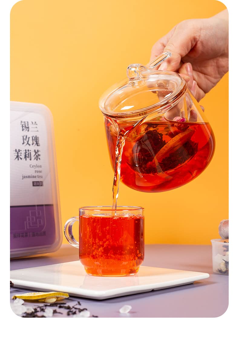 Rose Jasmine Tea 30 Small Cans Individually Packed Tea 375g (13.22oz) Flavored Black Tea Fruit Tea Lemon Tea Combination Chinese Herbal Tea 玫瑰茉莉茶30小罐独立装茶调味红茶果茶柠檬玫瑰茉莉茶