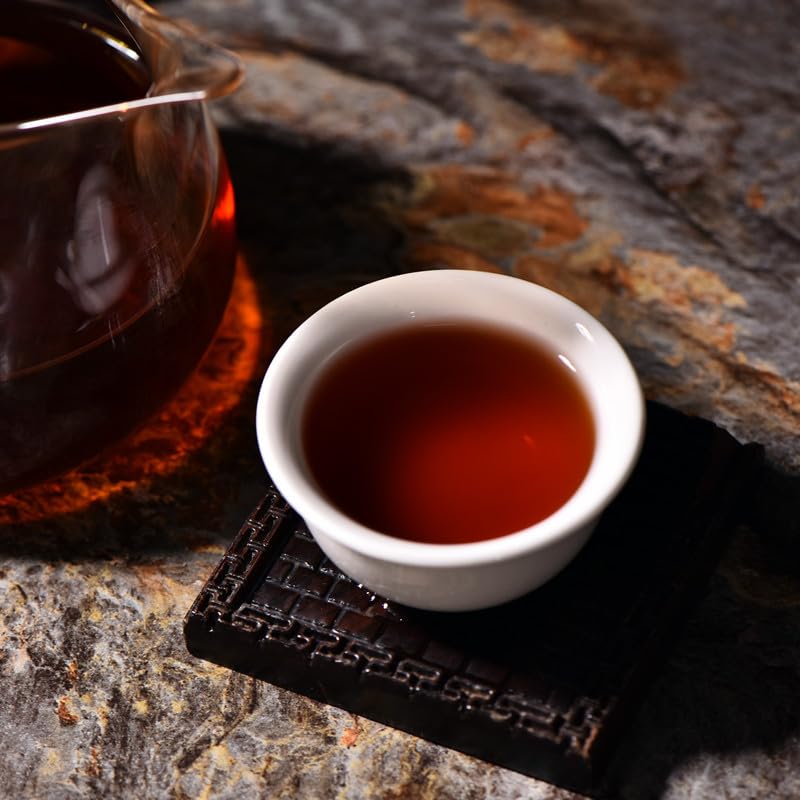 Pu-erh Tea Cooked Tea Organic Loose Leaf 400g Zodiac Memorial Cake Yunnan Qizi Cakes Tea Healthy and Delicious Black Tea 普洱茶 熟茶 溢庆源生肖纪念饼 357g云南七子饼茶叶