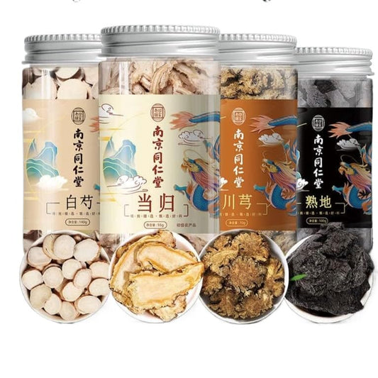 Natural TongRenTang Siwu Tang Angelica Sinensis Chuanxiong Rhizoma Ligusticum Rehmanniae White Peony Combination Tea 12.87oz/365g Floral Tea for Health 四物汤当归川芎熟地白芍组合茶花茶养生茶