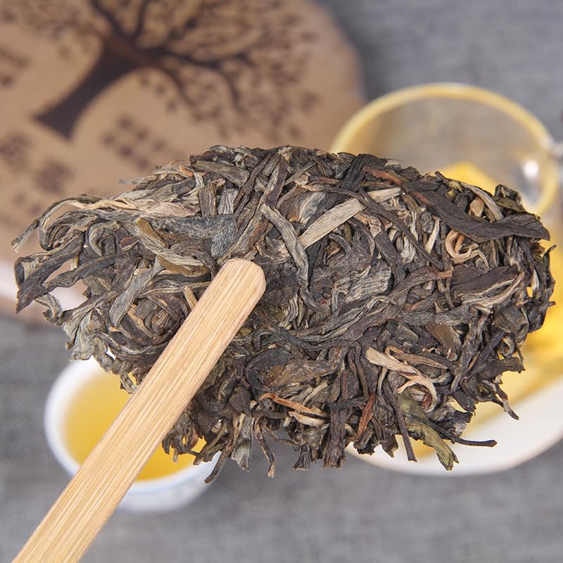 Natural Iceland Ancient Tree Puerh Raw Tea Menghu Yunnan 357g/12.59oz Exquisite Bamboo Shootshells Packaging 冰岛春尖古树普洱生茶云南勐库七子普洱茶叶 357g