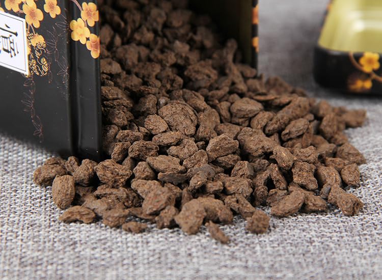 Yunnan Glutinous Fragrance Pu'er Tea Fossil Tea Broken Silver Yunnan Pu 'er Tea 100g / 3.52oz Cooked Tea Pu'er Tea Laochatou Ripe Tea Black Tea 老茶头熟茶 糯香普洱 茶化石 碎银子 100g罐装