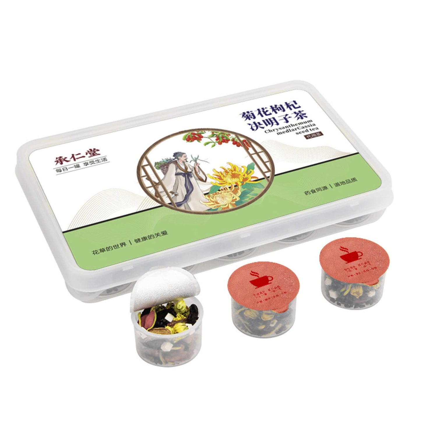 Herbal Tea, Chinese Wolfberry, Cassia Tea Small Cans of Flower Tea Health Tea Combination Chinese Tea 承仁堂 菊花枸杞决明子茶 30小罐装花茶