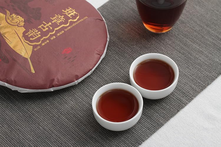 Premium Yunnan Puerh Tea Banzhang Ancient Rhythm Large Old Tree Aged Cake 357g Natural Black Tea Qizi Cake Tea 云南普洱茶 班章古韵