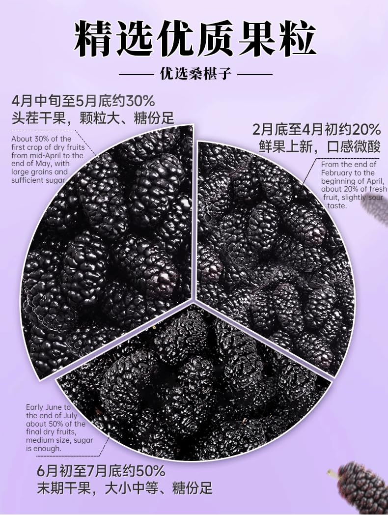Tongrentang Mulberry Fresh Taste Mulberry Tea 120g Natural Mulberry Fruits, Sweet and Sour Taste Chinese Organic Mulberry Sangshen Herb Tea 南京同仁堂桑椹120克
