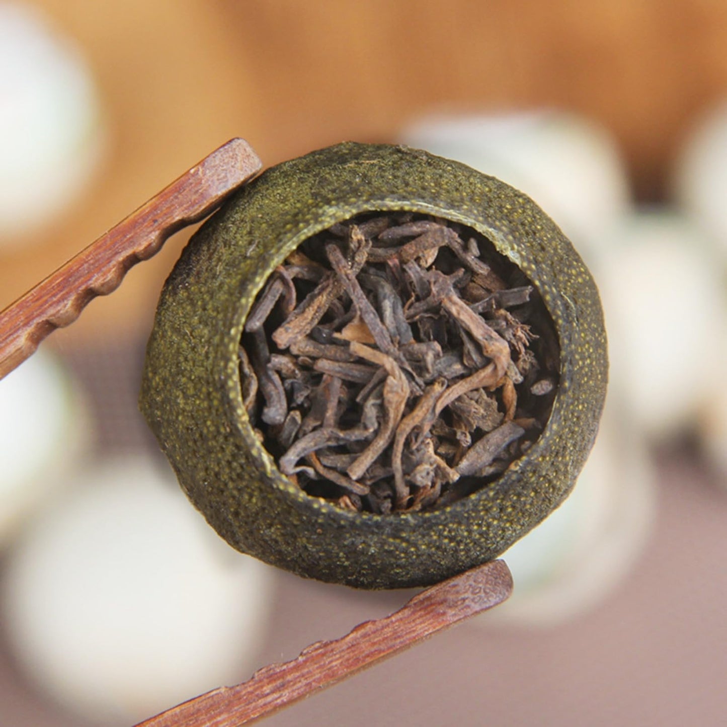 Natural and Additive-free Xinhui Old Tree Sun-dried Small Green Citrus Small Green Citrus Puerh Tea 500g Palace Citrus Puerh Tea Xiaoqinggan 新会老树日晒小青柑小青柑普洱茶 宫廷柑普茶500克