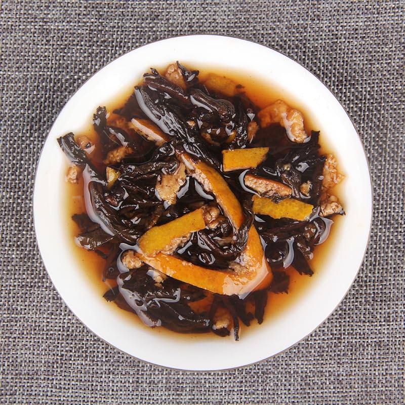 Natural Chenpi Puerh Tea Small Tuo Cha Cake Yunnan Chenpi Ripe Tea 500g Black Tea Small Jade Cake Aged Citrus Puerh Tea Sweet and Smooth 陈皮普洱茶小沱茶饼云南陈皮熟茶叶黑茶小玉饼陈年柑普茶500g
