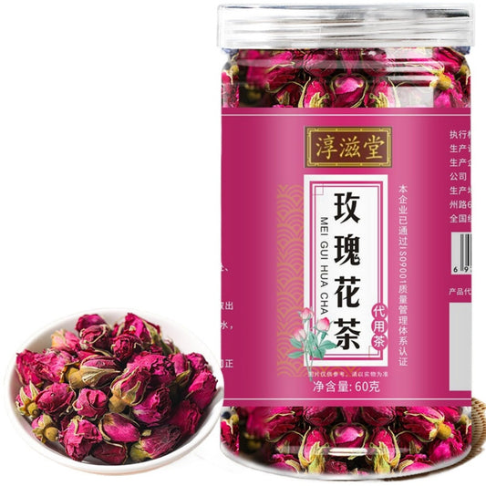 Natural Rose Tea 60g Canned 2.11oz Rose Tea Bottle Red Rose Herbal Tea Women's Tea Health Tea Flower Tea  60克罐装 玫瑰茶瓶装 重瓣红玫瑰女神益颜茶