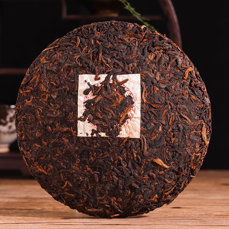 Natural Without Additives Puerh tea organic Menghai Puerh Tea Cake Golden Bud aged Ripe Tea Qizi Cakes 357g Chinese Black tea 勐海普洱茶饼金芽熟茶七子饼357g