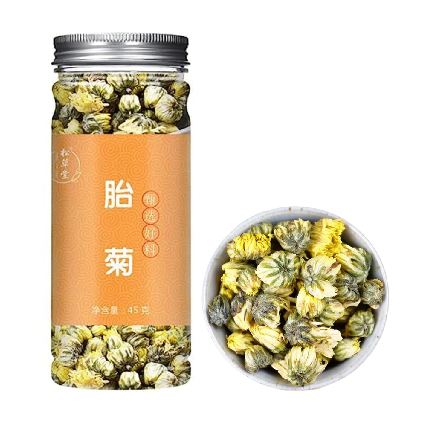 Chinese Dried Chrysanthemum Bud Tea Chrysanthemum Canned 1.58oz Chrysanthemum Tea Herbal Tea 45g Flower Loose Leaf Tea 胎菊王罐装 胎菊花茶