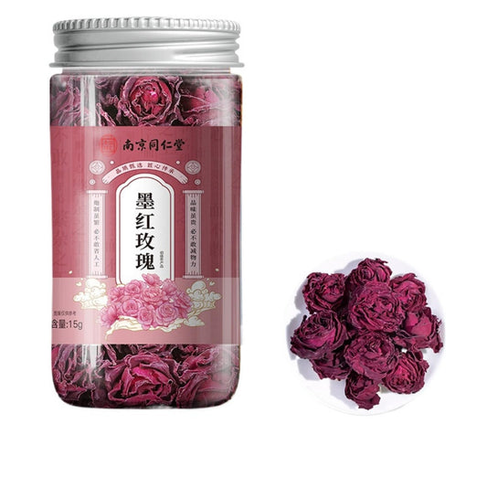 China Herbal Tea Nanjing Tong Ren Tang Red Rose Tea NON-GMO Natural 0.52oz/15g Female Infusion Canned Flower Tea 同仁堂红玫瑰花茶