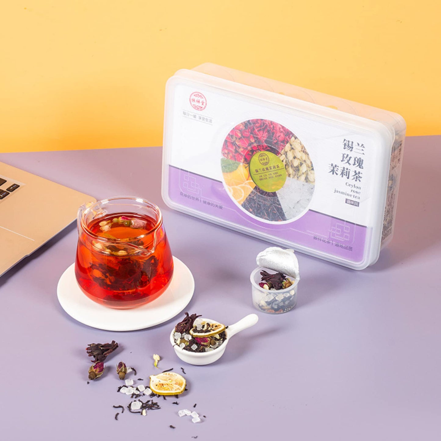 Rose Jasmine Tea 30 Small Cans Individually Packed Tea 375g (13.22oz) Flavored Black Tea Fruit Tea Lemon Tea Combination Chinese Herbal Tea 玫瑰茉莉茶30小罐独立装茶调味红茶果茶柠檬玫瑰茉莉茶