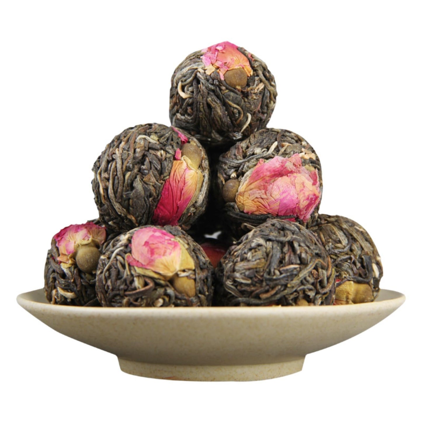 Premium Herbal Pu'er Rose Tea Dragon Pearl Pu'er Small Tuo Tea Ancient Tree Tea Pure Material Raw Tea Green Tea 手工花草普洱玫瑰花茶龙珠手工普洱小沱茶古树茶纯料生茶