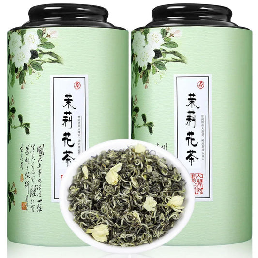 Premium Jasmine Tea Piao Xue Strong Aroma Green Tea 500g (250g*2) Flower Tea Gift Box Set Gift Tea 特级茉莉花茶飘雪浓香绿茶 500 克(250 克*2)花茶礼盒套装 礼品茶