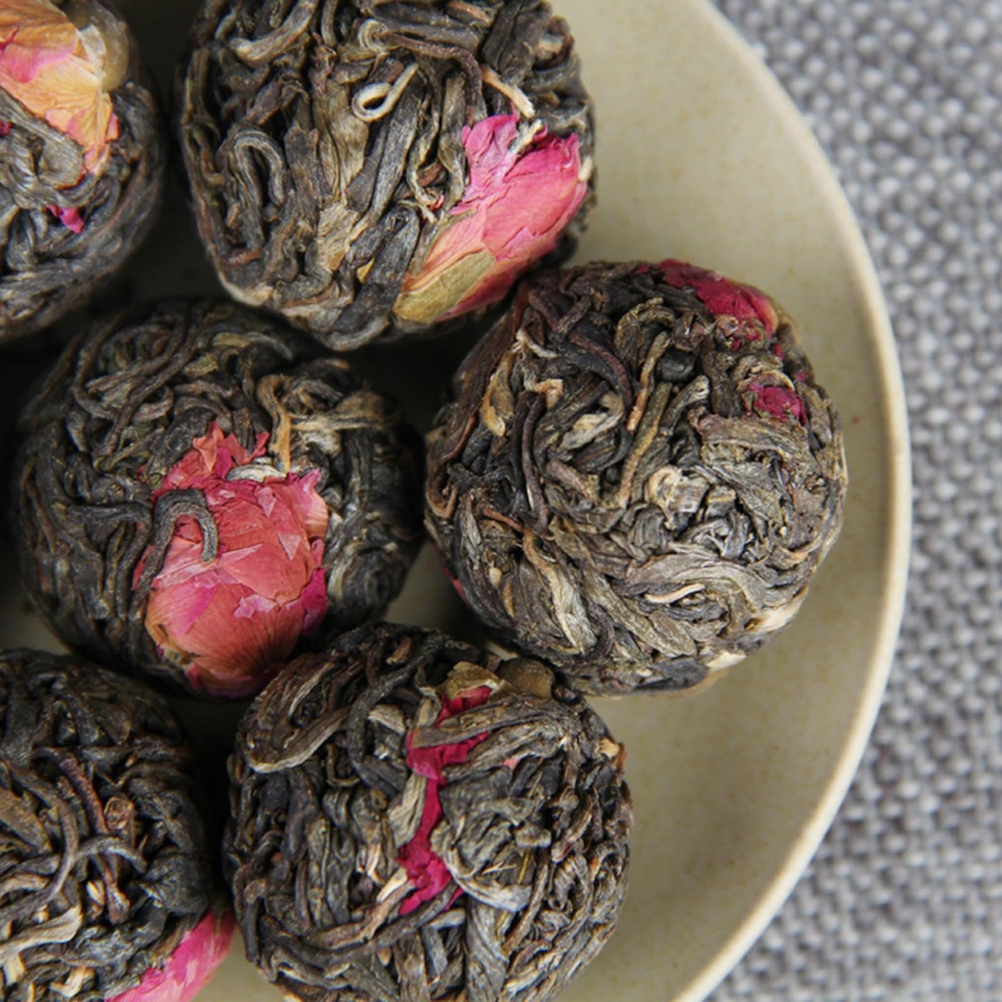 Premium Herbal Pu'er Rose Tea Dragon Pearl Pu'er Small Tuo Tea Ancient Tree Tea Pure Material Raw Tea Green Tea 手工花草普洱玫瑰花茶龙珠手工普洱小沱茶古树茶纯料生茶