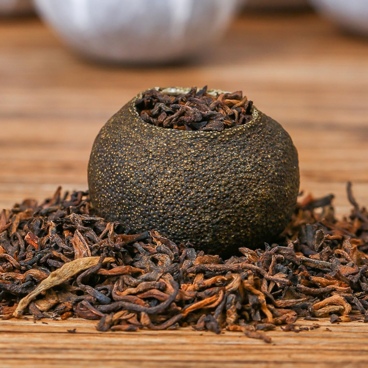 Guangdong Xinhui Puerh Small Green Citrus Tea Citrus Tea Puerh Ripe Tea Chen Pi Puerh Tangerine Puerh Tea 500g/ 17.63oz Cooked Tea陈皮普洱桔普茶500克罐装