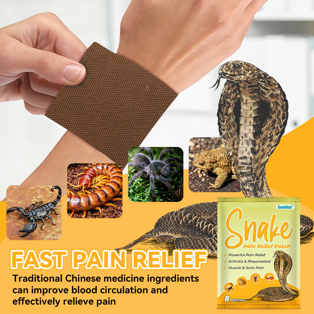 3 Packs, Snake Pain Relief Patch, Arthritis & RheumatoidMuscle & Joint Pain  (8pcs/bag)*3 蛇毒贴肩颈腰腿痛