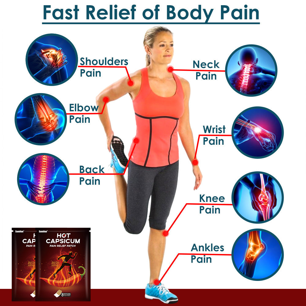 Hot Capsicum Pain Relief Patch, Bruises, sprains, bruises, pain relief, sports and fitness must-have 跨境辣椒贴镇痛膏药跌打扭伤淤青止痛运动健身必备 K16101