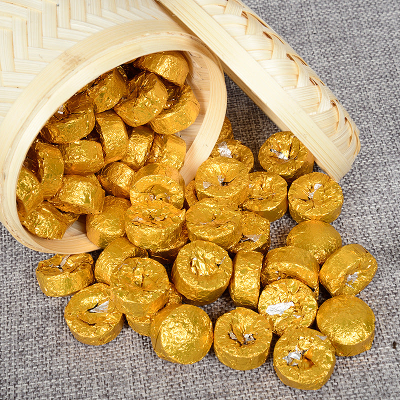 Gnomic Fragrance Small Gold Tuo Pu-erh Tea Ripe Tea Tuo Tea Aged Tea 500g Gold Cake Menghai Ancient Tree Mini Tuo