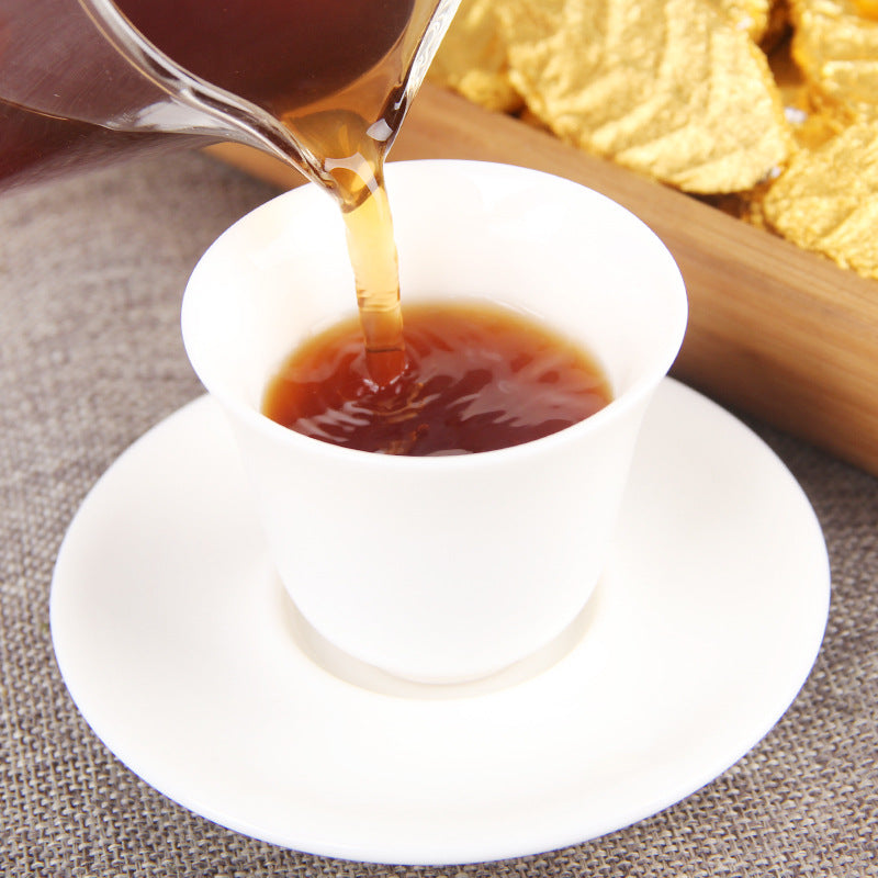 Yunnan Pu'er Golden Leaf Puerh Tea Ripe Tea from the Ancient Golden Leaf of Menghai Tea Region Black Tea 500g