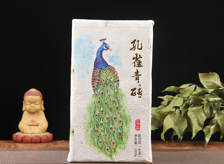 Peacock Green Brick Ancient Tree Tea Puerh Tea Raw Tea Brick 1000g Raw Tea Brick Ration Tea Green Tea