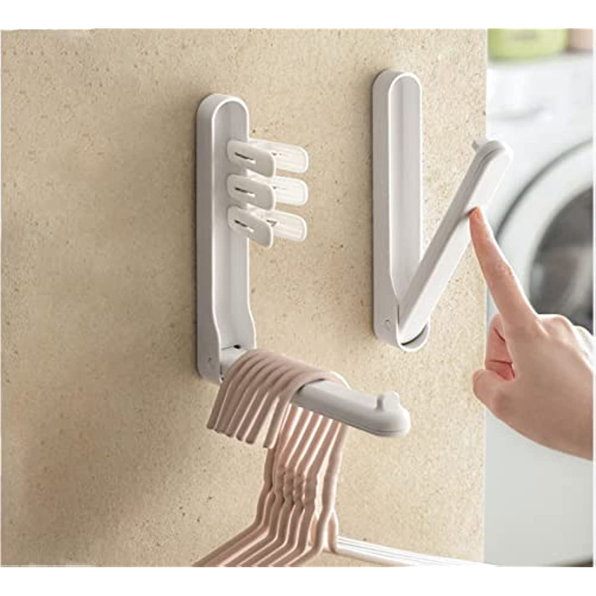 Closet Storage Hooks White Foldable Clothing Rack Storage Drying Rack Hook 1pcs Wall Mount for Balcony No Need Tools