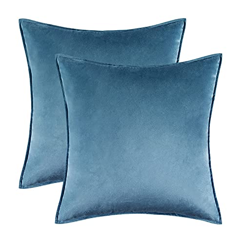 Home Decorative Edge Velvet Waist Pillow Cushion Covers 2PCS Super Soft Plush Hotel Sofa Pillow Covers 18"x18" Throw Pillow Covers